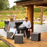 Dark Stone Cooler and 4 Cube Stool Set